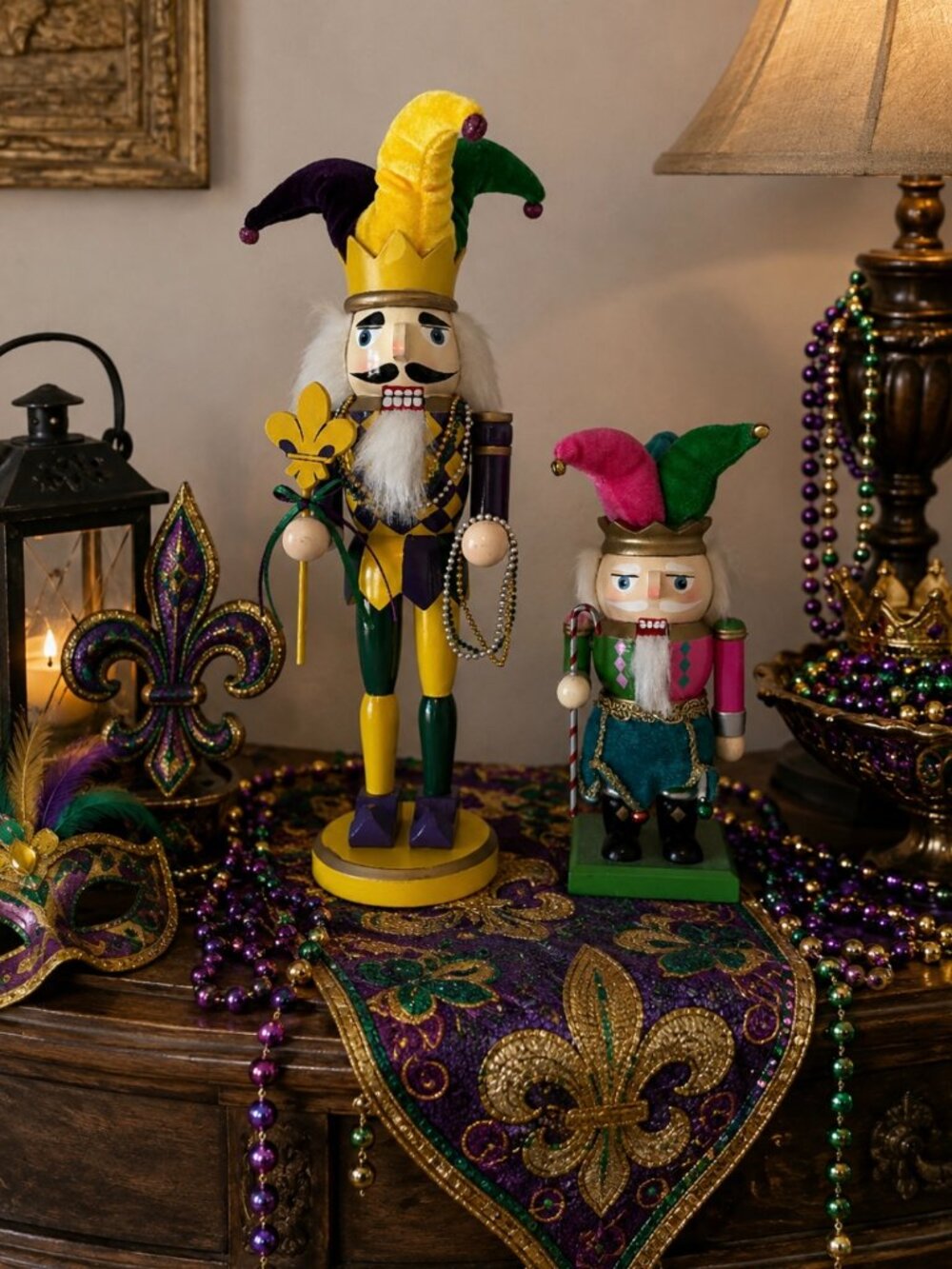 Mardi Gras and Holiday Nutcracker Jesters - Set of 2